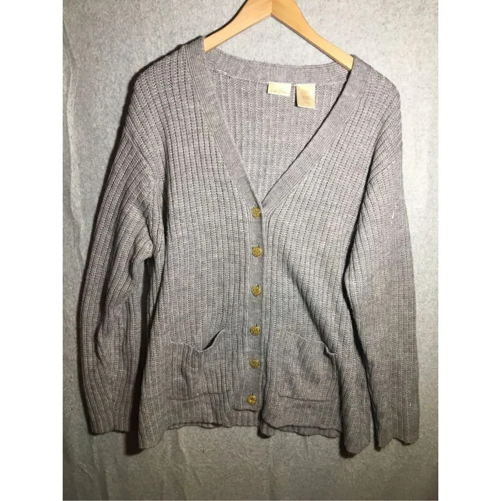 Womens Bobbie Brooks Cardigan Thick Acrylic Layering Office Career Teacher